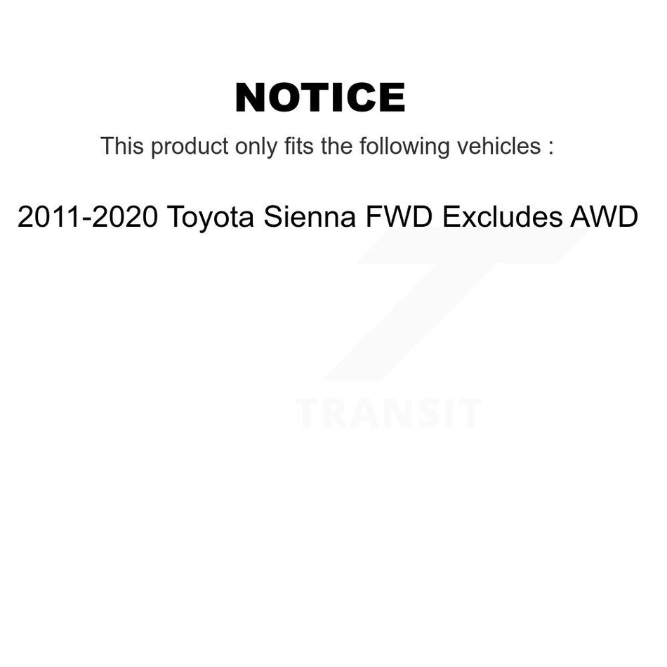 Front Complete Shock Assembly And TQ Link Kit For 2011-2019 Toyota Sienna FWD Fits 8 Passenger; Excludes All Wheel Drive KSS-100947
