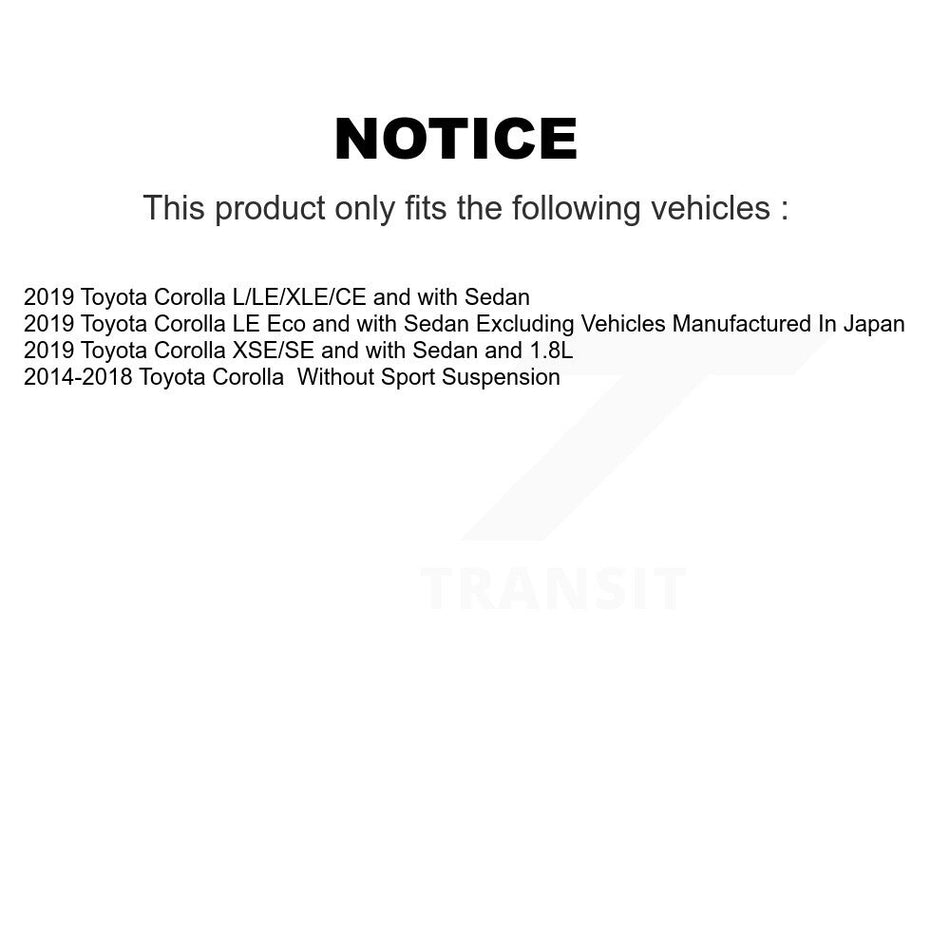 Front Complete Shock Assembly And TQ Link Kit For Toyota Corolla Excludes Sport Suspension KSS-100963