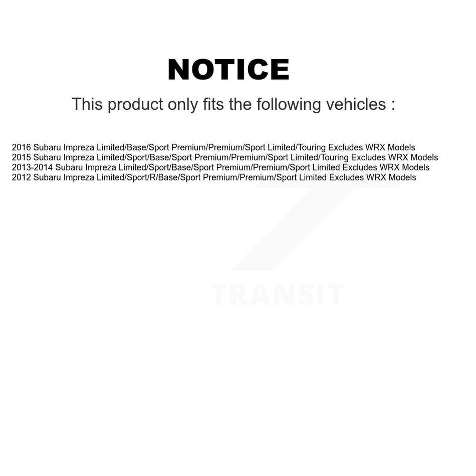 Front Complete Shock Assembly And TQ Link Kit For Subaru Impreza Excludes WRX Models KSS-101133