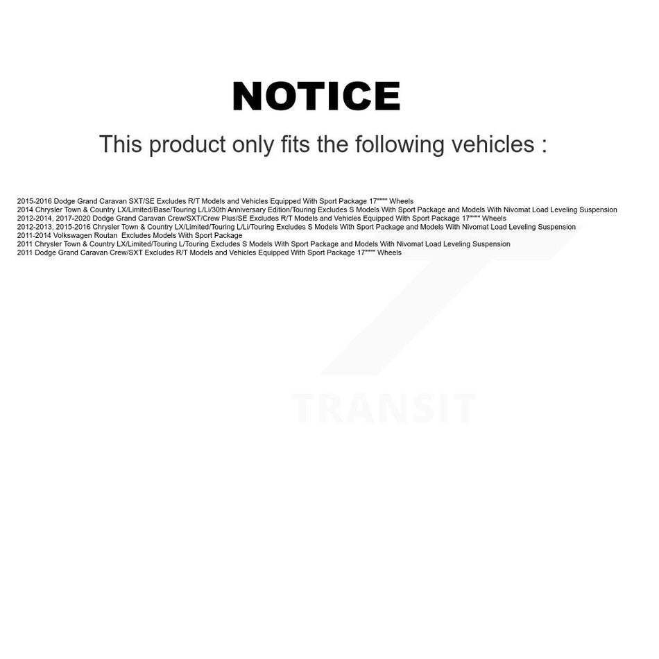 Front Control Arms And Complete Shock Tie Rods Link Sway Bar Kit (10Pc) For Dodge Grand Caravan Chrysler Town & Country Ram C/V EXCLUDES MODELS WITH NIVOMAT REAR SUSPENSION KSS-103926