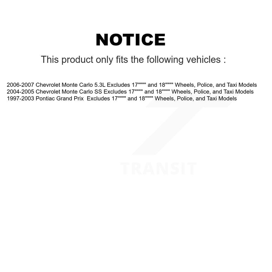 Front Control Arms And Complete Shock Tie Rods Link Sway Bar Suspension Kit (10Pc) For Pontiac Grand Prix Chevrolet Monte Carlo Excludes 17" 18" Wheels Police Taxi Models KSS-103976
