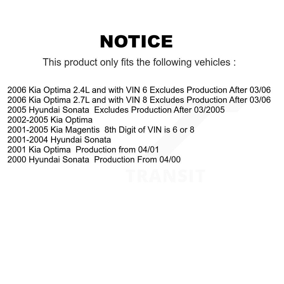 Front Complete Shock Assembly And TOR Link Kit For Hyundai Sonata Kia Optima Magentis KSS-104409