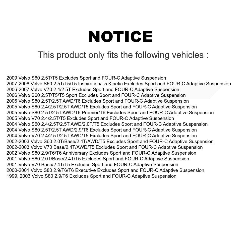 Front Left Complete Shock Assembly And TOR Link Kit For Volvo S60 V70 S80 KSS-104740