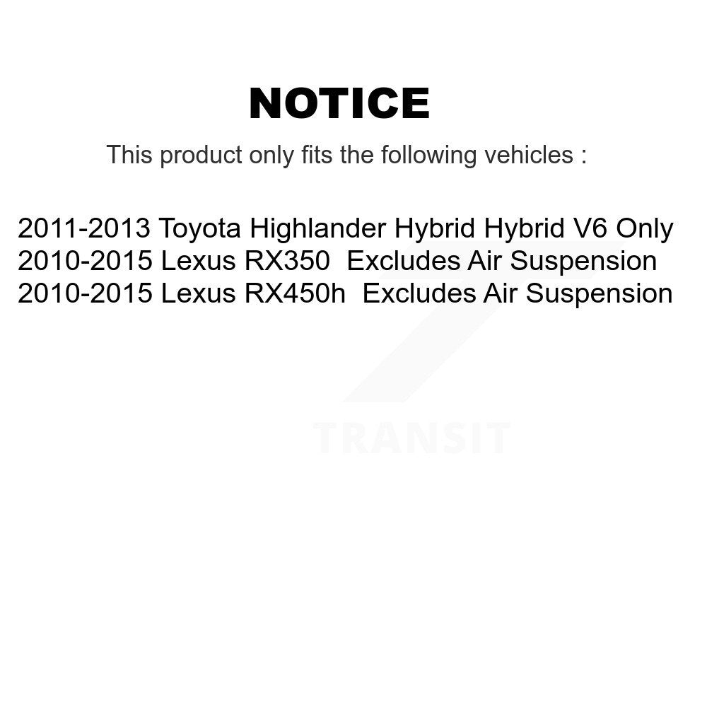 Front Right Complete Shock Assembly TOR Link Kit For Lexus RX350 Toyota Highlander RX450h KSS-105052