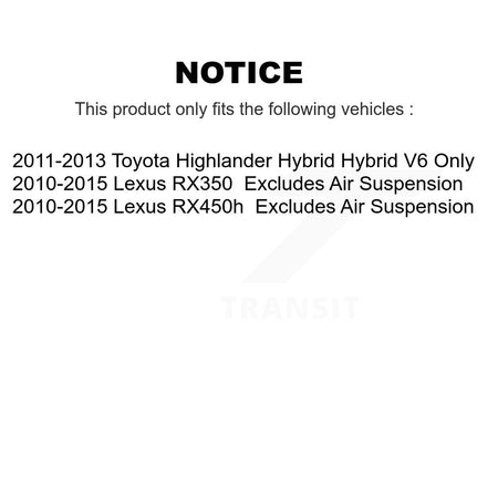 Front Right Complete Shock Assembly TOR Link Kit For Lexus RX350 Toyota Highlander RX450h KSS-105052