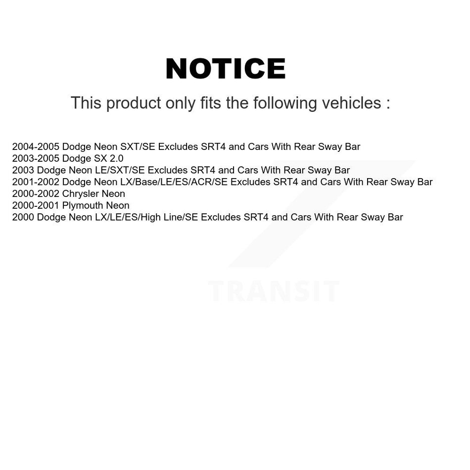 Rear Right Complete Shock Assembly & TOR Link Kit For Neon Dodge Chrysler Plymouth SX 2.0 KSS-105597