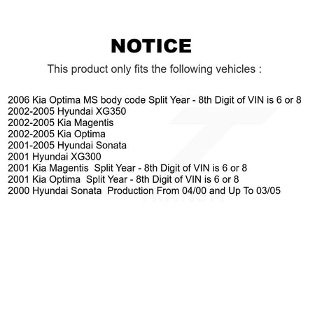 Rear Right Shock Assembly TOR Link Kit For Hyundai Sonata Kia Optima XG350 XG300 Magentis KSS-105630