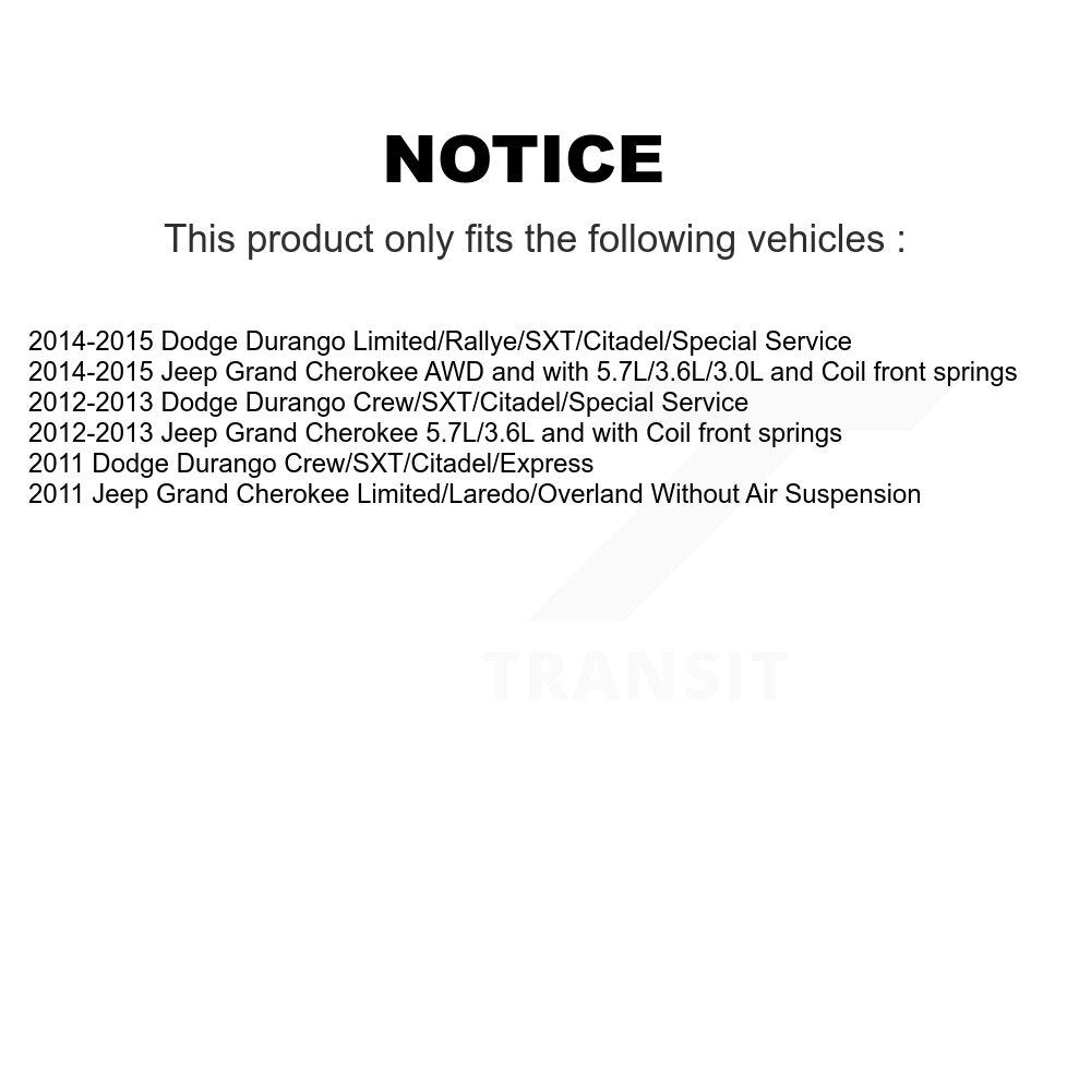 Front Strut And TOR Link Kit For Jeep Grand Cherokee Dodge Durango KSS-106491