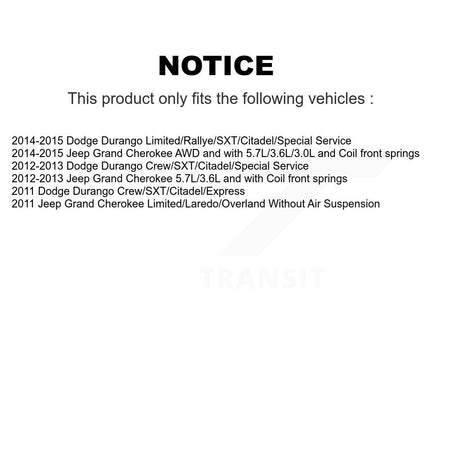 Front Strut And TOR Link Kit For Jeep Grand Cherokee Dodge Durango KSS-106491