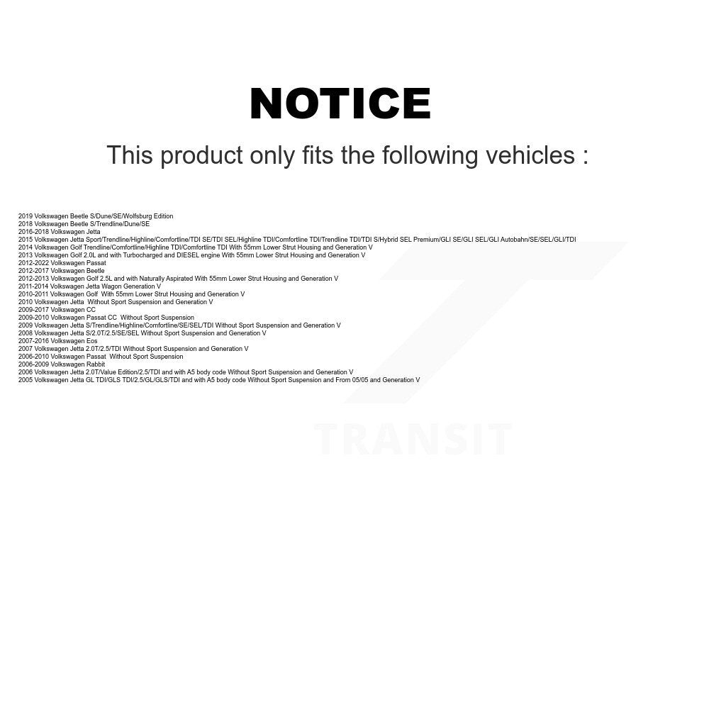 Front Strut And TOR Link Kit For Volkswagen Jetta Passat Golf Beetle Rabbit Eos CC KSS-106508