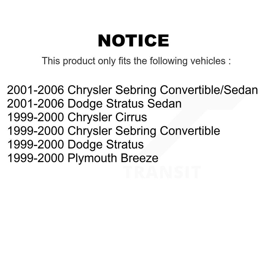 Front Strut & TOR Link Kit For Chrysler Sebring Cirrus Dodge Stratus Plymouth Breeze KSS-106544