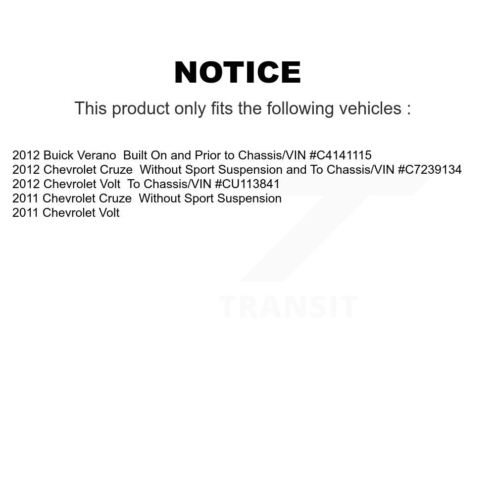 Front Strut And TOR Link Kit Mount For Chevrolet Cruze Buick Verano Volt KSS-106916
