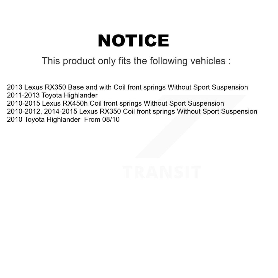 Front Right Strut TQ Link Kit & Mount For Lexus RX350 Toyota Highlander RX450h KSS-107141