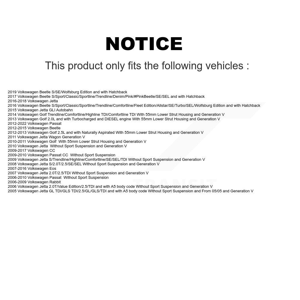 Front Strut TQ Link Kit Mount For Volkswagen Jetta Passat Golf Beetle Rabbit CC KSS-107253