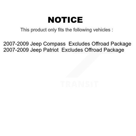 Front Rear Complete Strut & TOR Bar Link Kit (8Pc) For 2007-2009 Jeep Patriot Compass KSS-107811