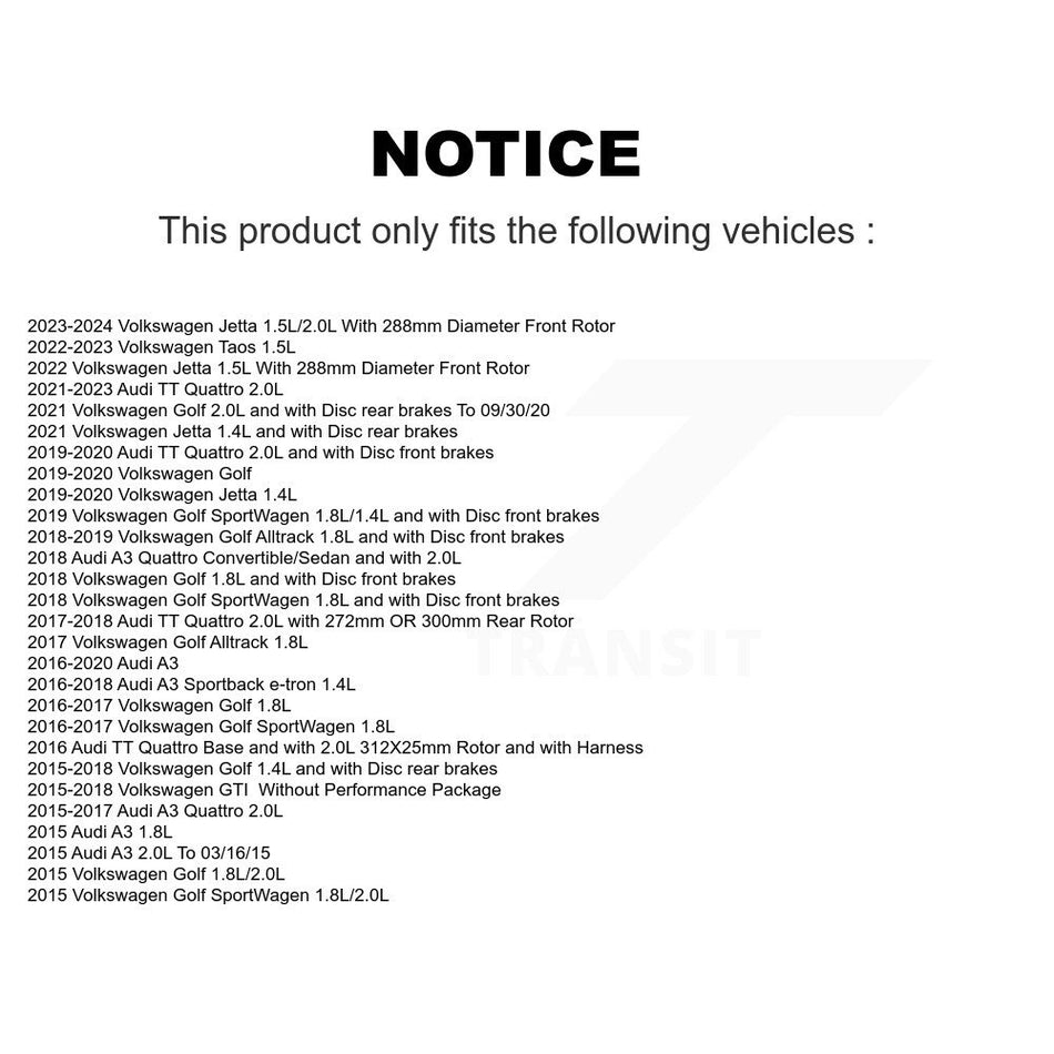 Front Semi-Metallic Brake Pads Extra Wear Sensor Kit For Volkswagen Jetta Golf SportWagen KSW-100290