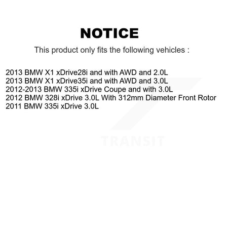 Front Semi-Metallic Disc Brake Pads And Wear Sensors Kit For BMW 335i xDrive X1 328i KSW-100382