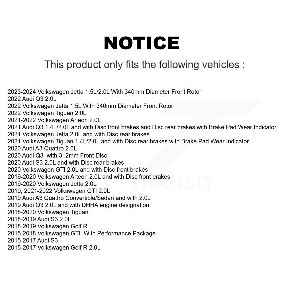 Front Semi-Metallic Brake Pad Extra Wear Sensor Kit For Volkswagen Tiguan Jetta Audi Q3 R KSW-100427