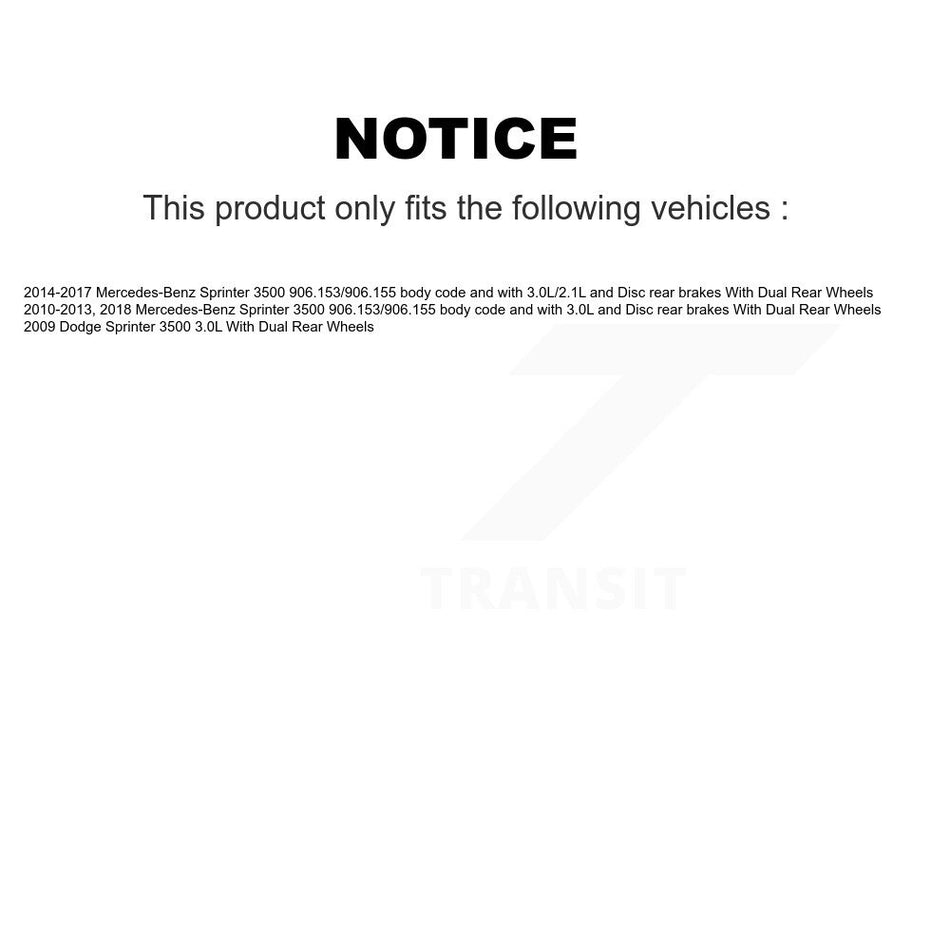 Rear Semi-Metallic Disc Brake Pad & Wear Sensor Kit For Sprinter 3500 Mercedes-Benz Dodge KSW-100543