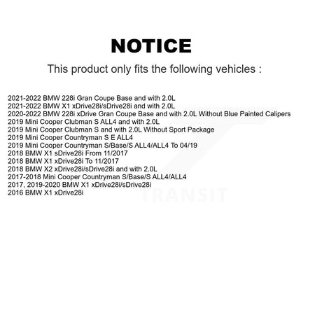 Front Rear Semi-Metallic Brake Pad & Wear Sensor Kit For BMW X1 Mini Cooper Countryman X2 KSW-100717