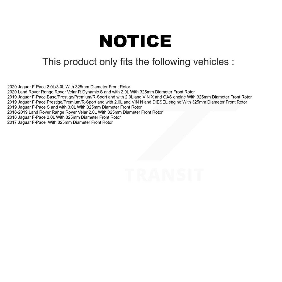 Front Semi-Metallic Brake Pads & Wear Sensor Kit For Jaguar F-Pace Land Rover Range Velar KSW-100792