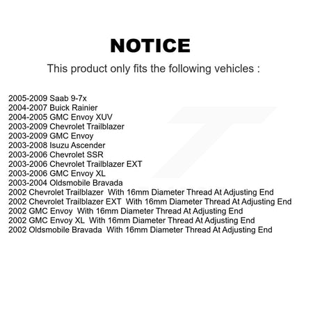 Front Tie Rod End & Boot Kit For Chevrolet GMC Trailblazer Envoy XL EXT SSR Buick Rainier KTB-100786