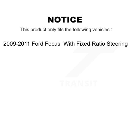 Front Steering Tie Rod End & Boot Kit For 2009-2011 Ford Focus With Fixed Ratio KTB-100838