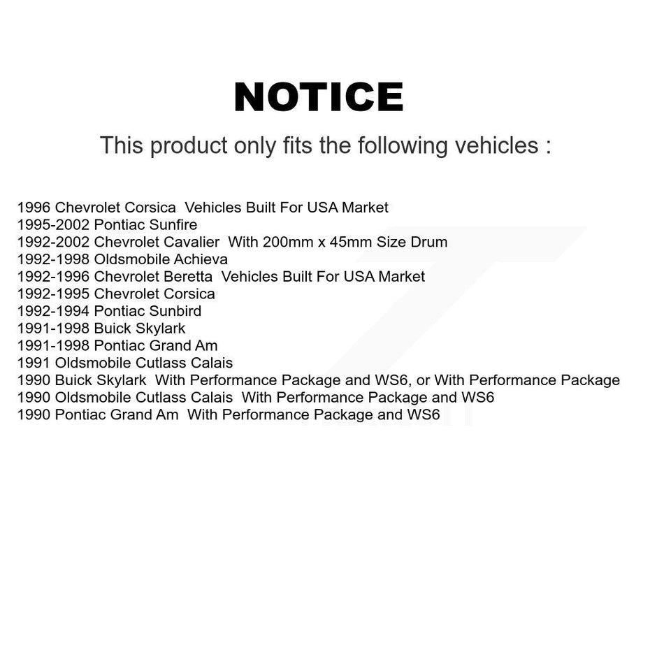 Front Rear Ceramic Brake Pads Drum Shoes Kit For Chevrolet Cavalier Pontiac Sunfire Grand KTN-100083