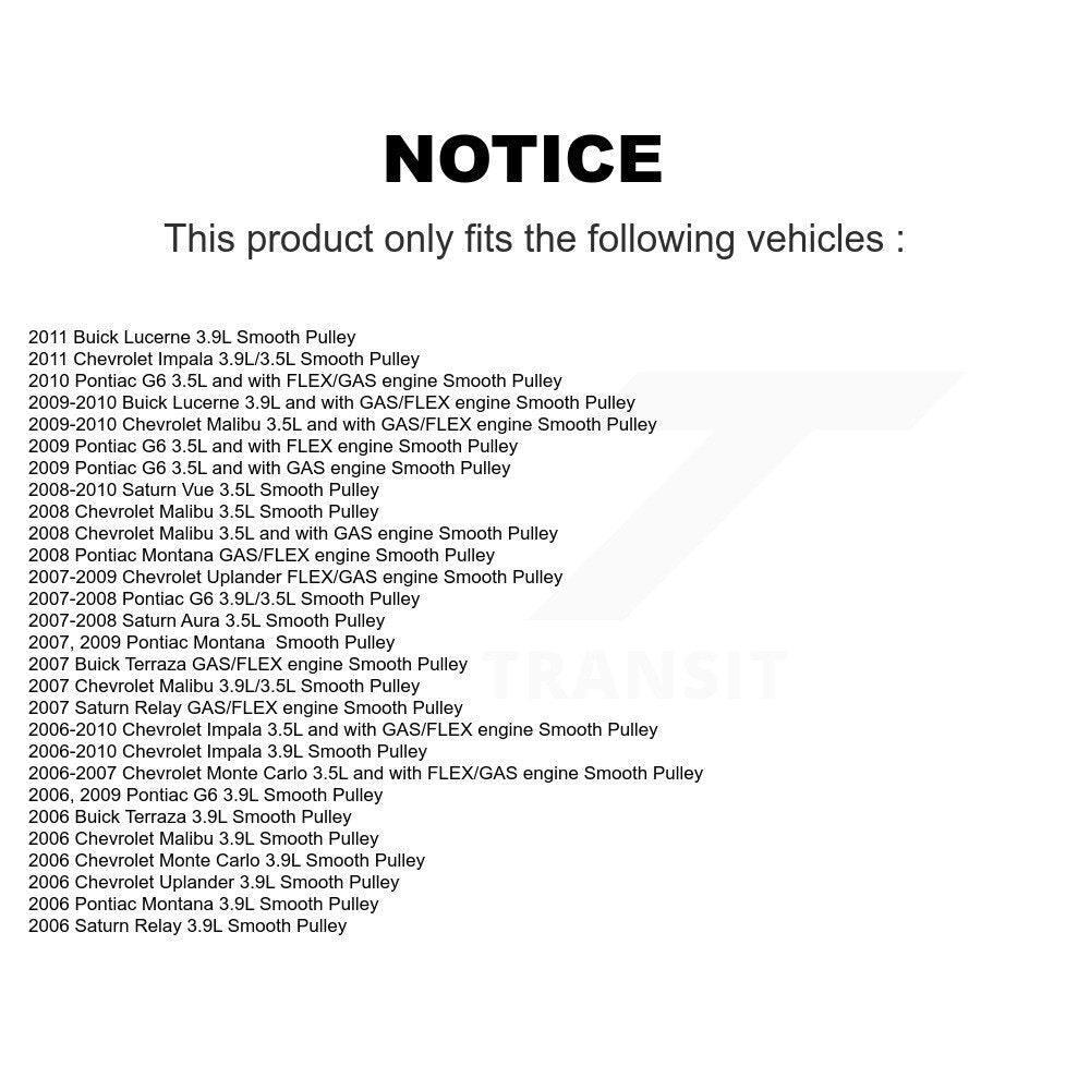 Lower Accessory Drive Belt Idler Pulley KTP-89160 For Chevrolet Impala Pontiac Malibu Montana G6 Vue