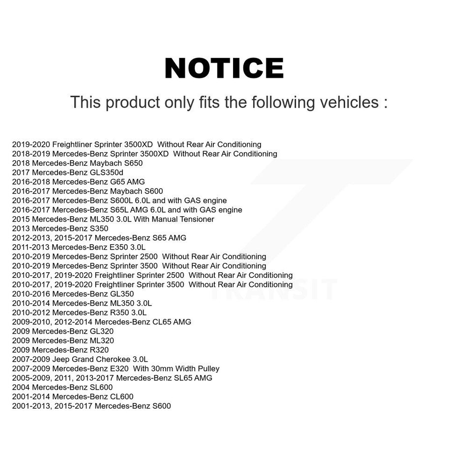 Accessory Drive Belt Idler Pulley KTP-89535 For Mercedes-Benz Sprinter 2500 ML350 Jeep Grand 3500