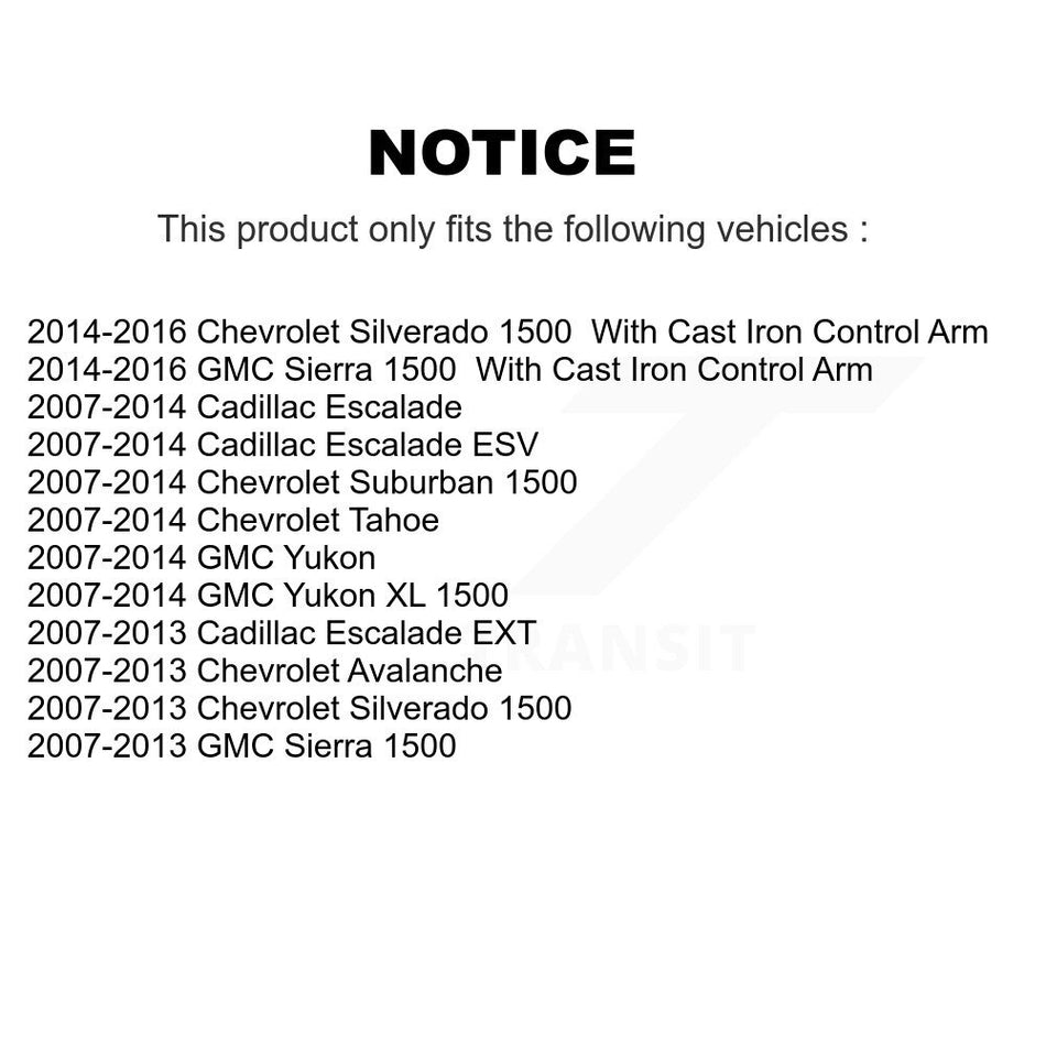 Front Suspension Control Arm And Ball Joint Assembly Stabilizer Bar Link Kit For Chevrolet Silverado 1500 GMC Sierra Tahoe Yukon Suburban Cadillac XL Avalanche Escalade ESV EXT KTR-100129