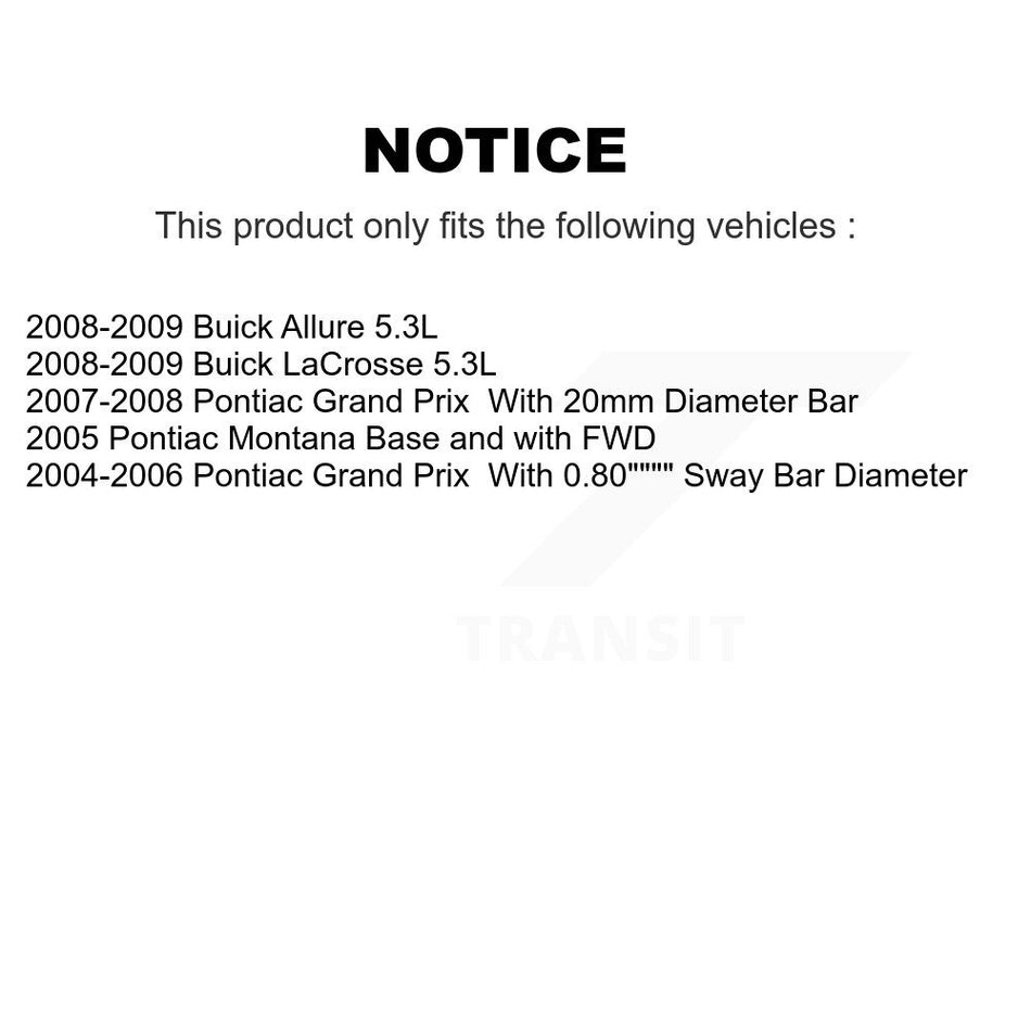 Front Suspension Control Arm And Ball Joint Assembly Stabilizer Bar Link Kit For Pontiac Grand Prix Buick LaCrosse Montana Allure KTR-100195