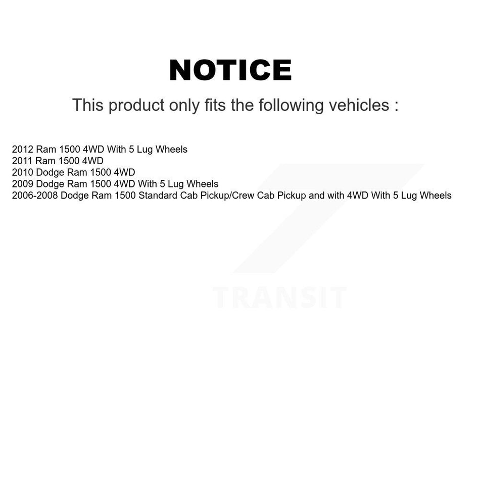 Front Suspension Control Arm And Ball Joint Assembly Steering Tie Rod End Stabilizer Bar Link Kit (8Pc) For Dodge Ram 1500 4WD KTR-100427