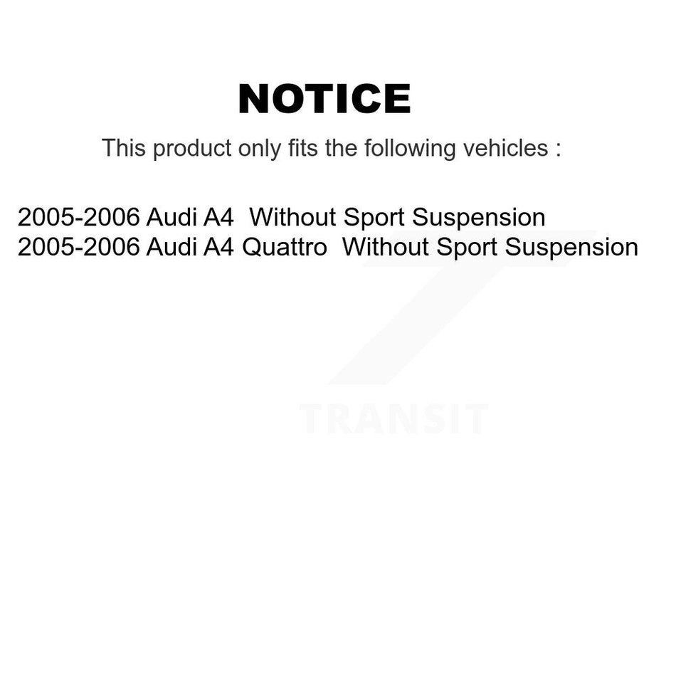Front Suspension Control Arm And Ball Joint Assembly Steering Tie Rod End Stabilizer Bar Link Kit (6Pc) For 2005-2005 Audi A4 Quattro To Chassis/VIN #8H-5-014-476 KTR-100501