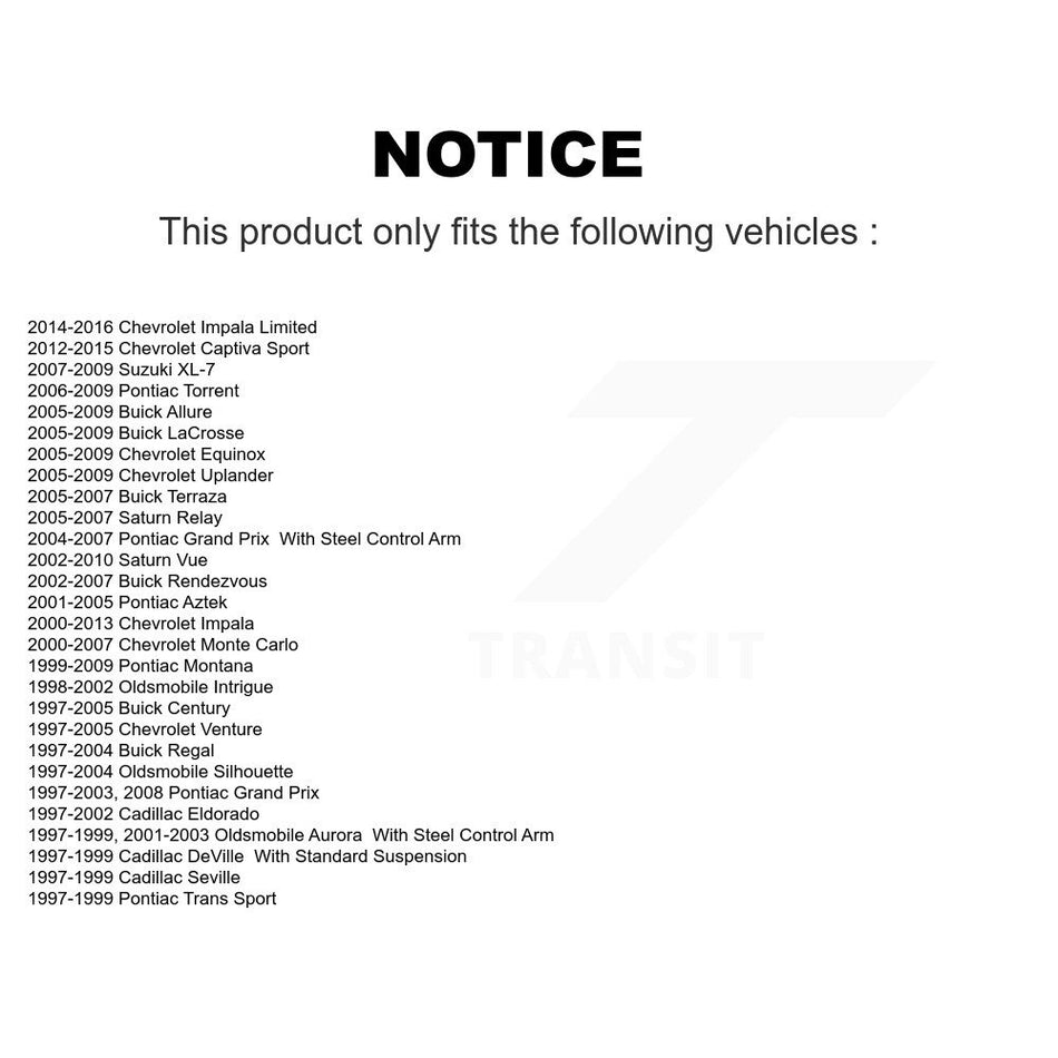 Front Ball Joints Pair For Chevrolet Impala Buick Pontiac Grand Prix Saturn Vue Century Equinox LaCrosse Rendezvous Monte Carlo Venture Uplander Oldsmobile Limited Regal Captiva Sport Aztek KTR-101186
