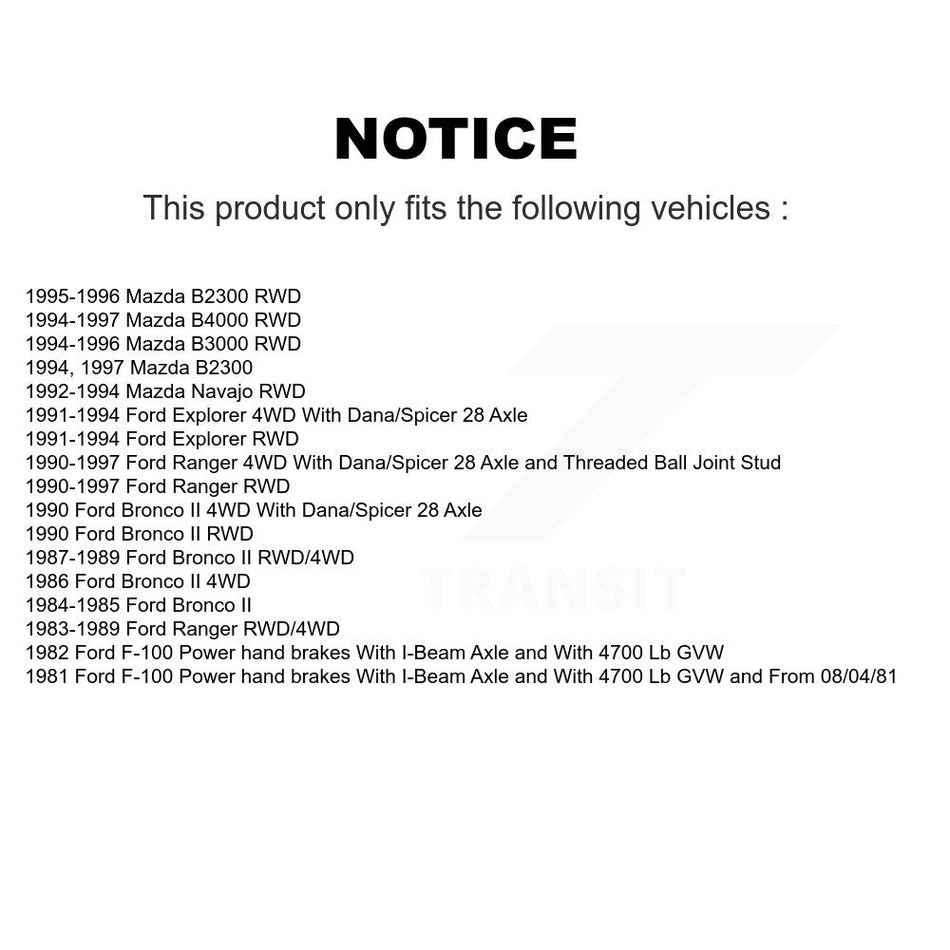 Front Suspension Ball Joints Pair For Ford Ranger Explorer Mazda Bronco II B2300 B4000 F-100 B3000 Navajo KTR-101248