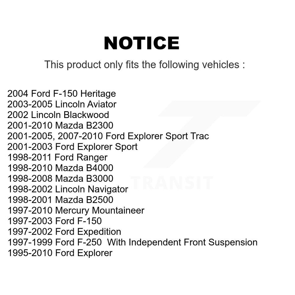 Front Suspension Ball Joints Pair For Ford F-150 Explorer Ranger Expedition Sport Trac Mercury Mountaineer Mazda Lincoln Navigator Heritage B3000 F-250 B2500 B4000 B2300 Blackwood KTR-101252