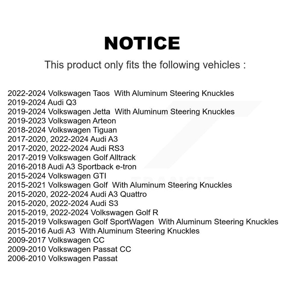 Front Suspension Ball Joints Kit For Volkswagen Tiguan Jetta Audi CC Passat GTI A3 Golf SportWagen Quattro Alltrack R e-Golf S3 Sportback e-tron RS3 KTR-101273