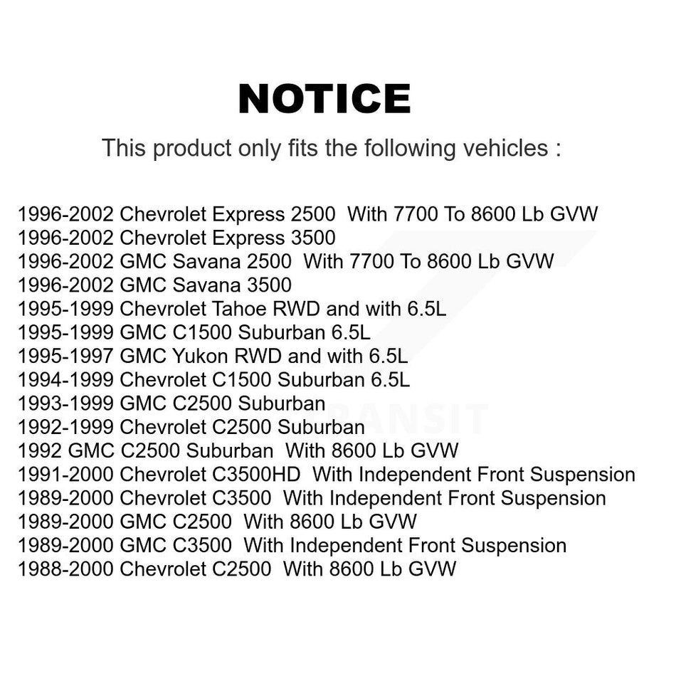 Front Suspension Ball Joints Kit For Chevrolet Tahoe GMC C2500 C3500 Express 3500 C1500 Suburban 2500 Savana Yukon KTR-101790
