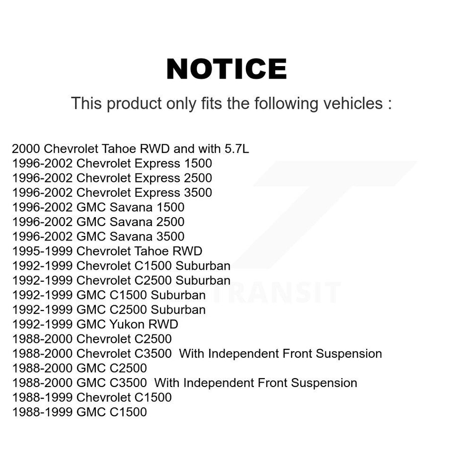 Front Steering Tie Rod End Kit For Chevrolet C1500 GMC Tahoe C2500 C3500 Express 3500 Suburban Yukon 1500 2500 Savana KTR-101848