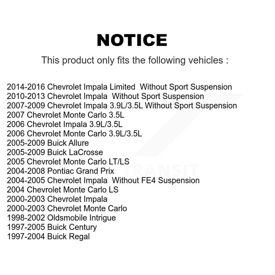 Front Steering Tie Rod End Kit For Chevrolet Impala Buick Century Pontiac Grand Prix LaCrosse Monte Carlo Limited Regal Oldsmobile Intrigue Allure KTR-101864