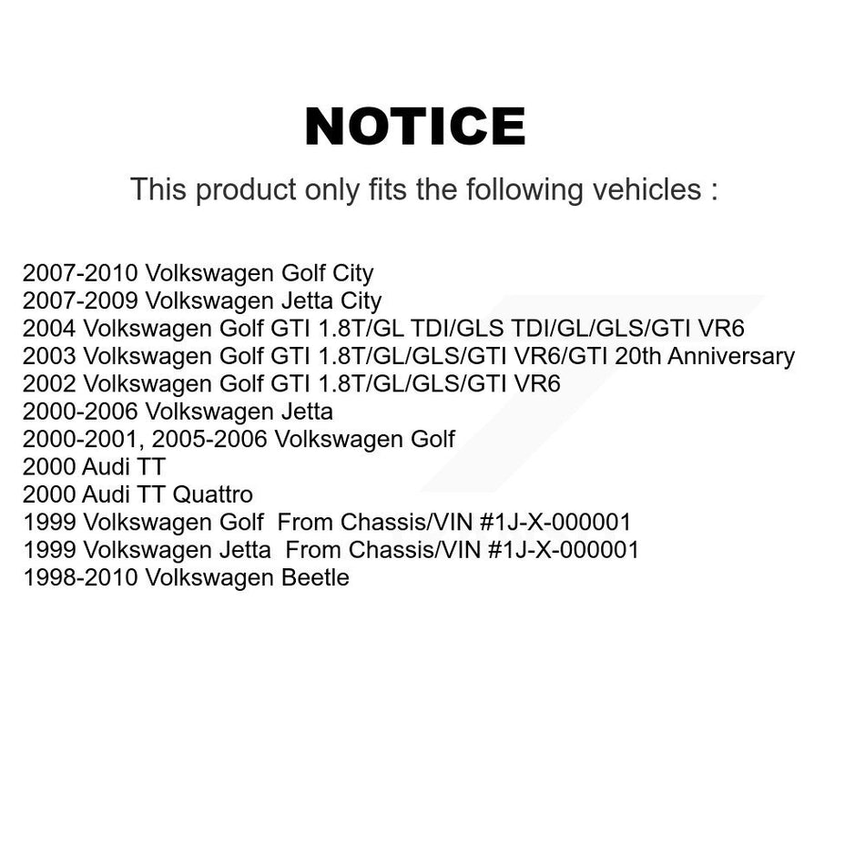 Front Lower Rearward Suspension Arm Bushing Pair For Volkswagen Jetta Golf Beetle City TT KTR-102232