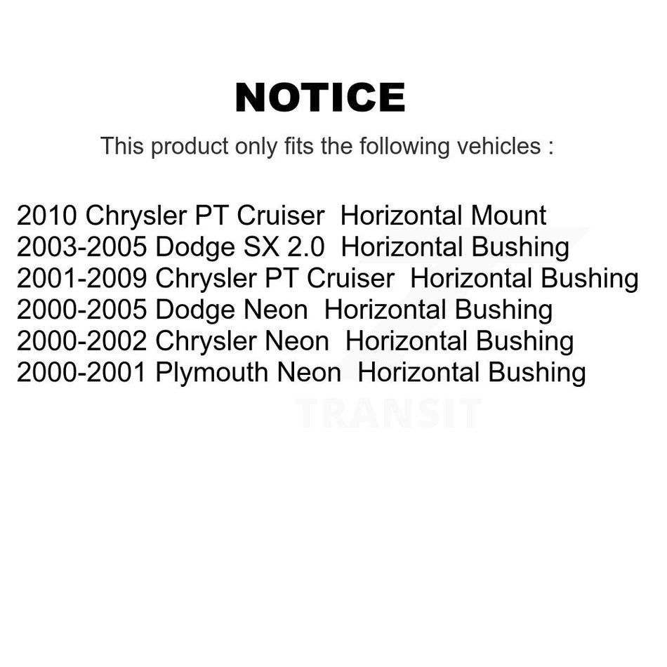 Front Lower Forward Suspension Control Arm Bushing Pair For Chrysler PT Cruiser Neon SX KTR-102277