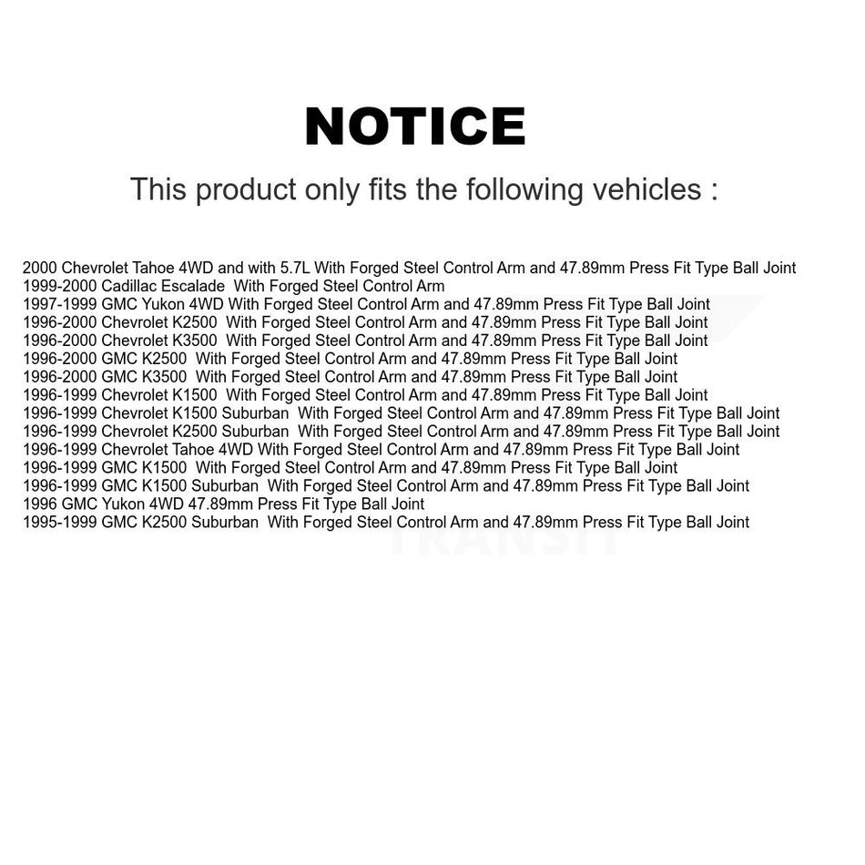 Front Suspension Ball Joint And Tie Rod End Kit For Chevrolet K1500 GMC Tahoe Suburban K2500 K3500 Yukon Cadillac Escalade KTR-102357