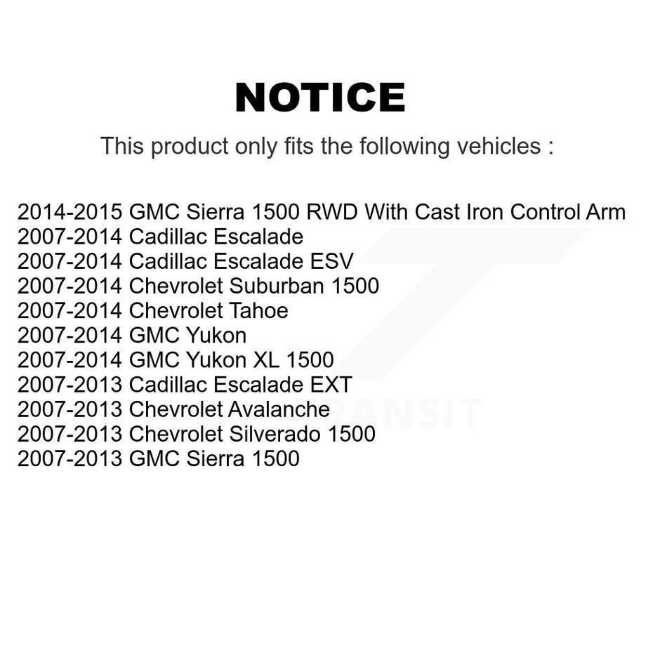Front Suspension Control Arm Kit For Chevrolet Silverado 1500 GMC Sierra Tahoe Suburban Yukon Cadillac XL Avalanche Escalade ESV EXT KTR-102830