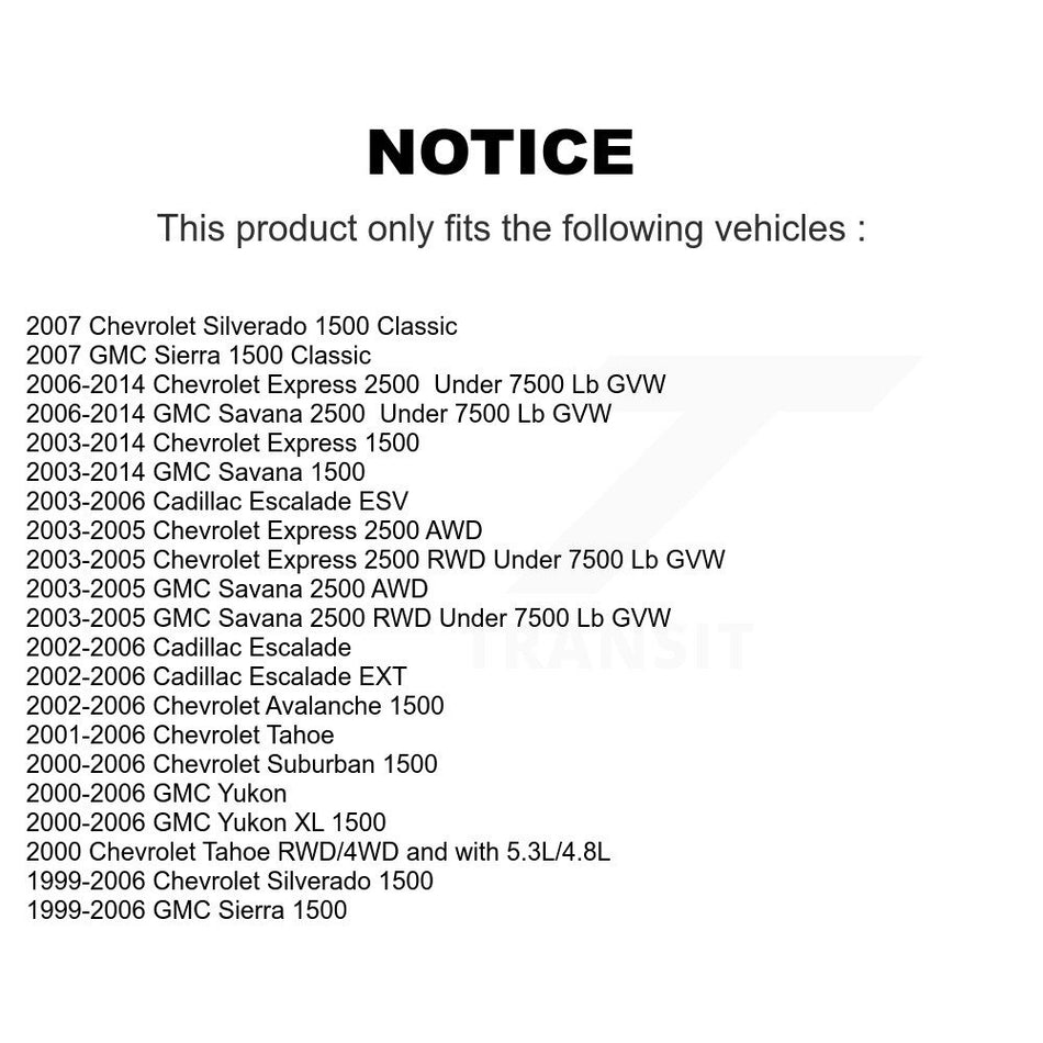 Front Suspension Control Arm And Ball Joint Assembly Stabilizer Bar Link Kit For Chevrolet Silverado 1500 GMC Tahoe Sierra Suburban Yukon Avalanche XL Cadillac Classic Escalade ESV EXT KTR-103100