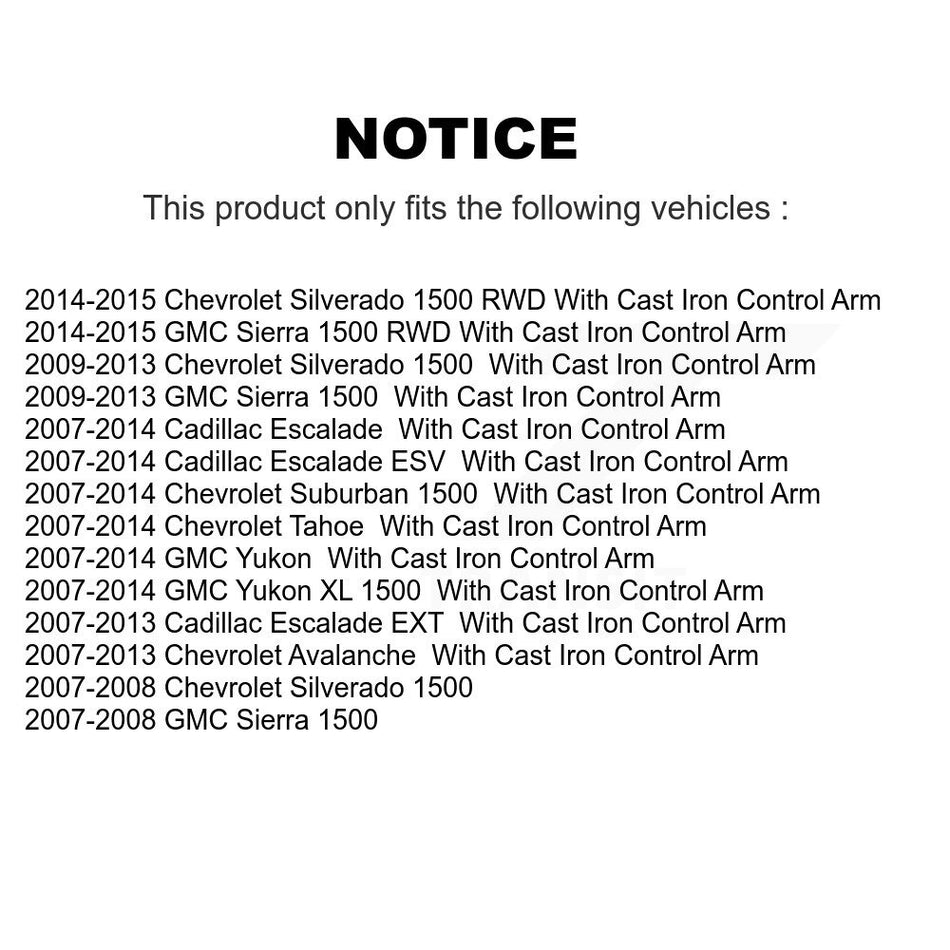 Front Suspension Control Arms And Lower Ball Joints Kit For Chevrolet Silverado 1500 GMC Tahoe Sierra Suburban Yukon Cadillac XL Avalanche Escalade ESV EXT KTR-103389