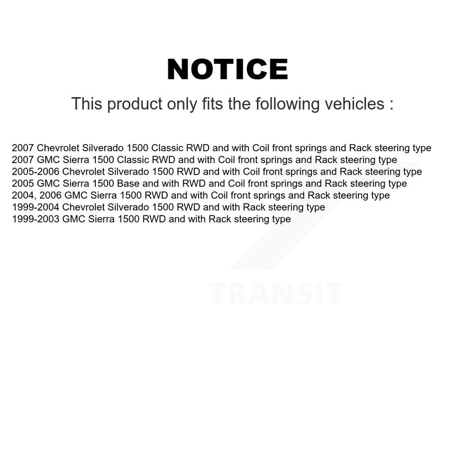 Front Control Arms Assembly And Lower Ball Joints Tie Rods Link Sway Bar Suspension Kit (10Pc) For Chevrolet Silverado 1500 GMC Sierra Classic KTR-103489