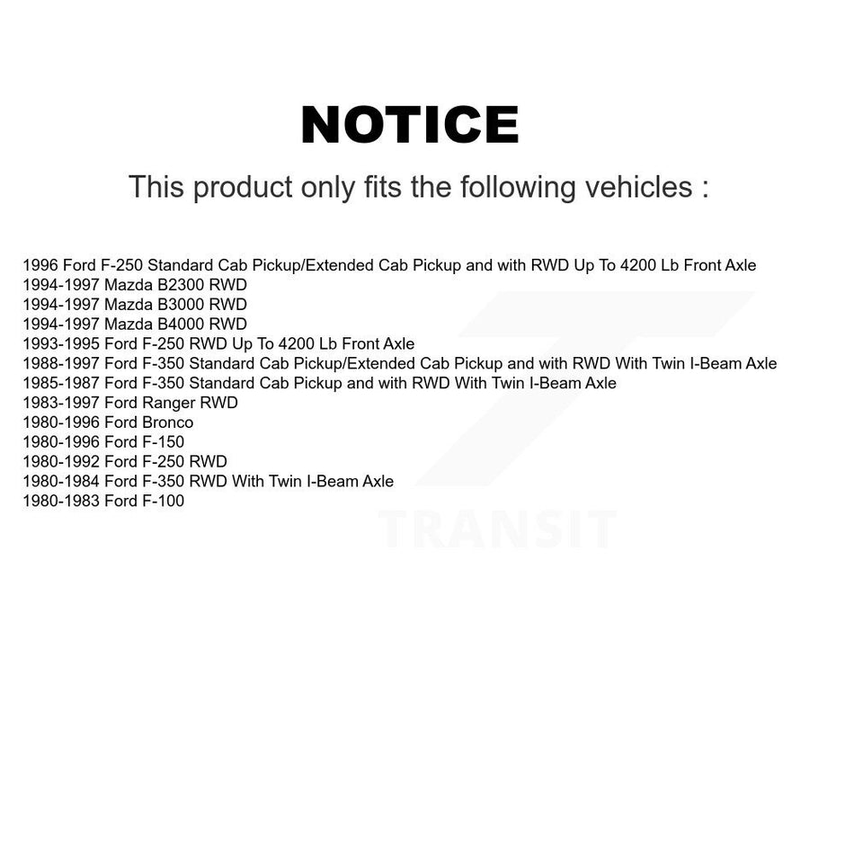 Front Steering Tie Rod End Kit For Ford F-150 Ranger F-250 F-350 Bronco Mazda B2300 F-100 B4000 B3000 KTR-103755