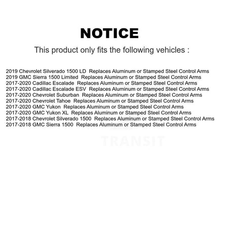 Front Control Arm & Upper Ball Joint Kit For Chevrolet GMC Sierra 1500 Silverado Tahoe LD KTR-104546